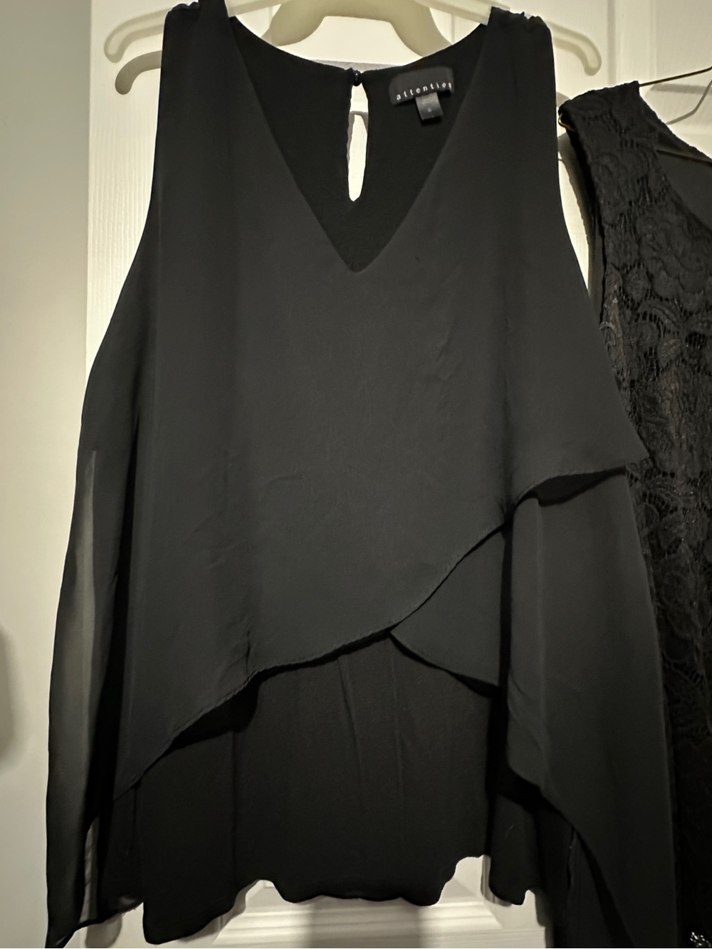2 Black Layered Camisole Tanks one lace and one chiffon size XL - Picture 7 of 10